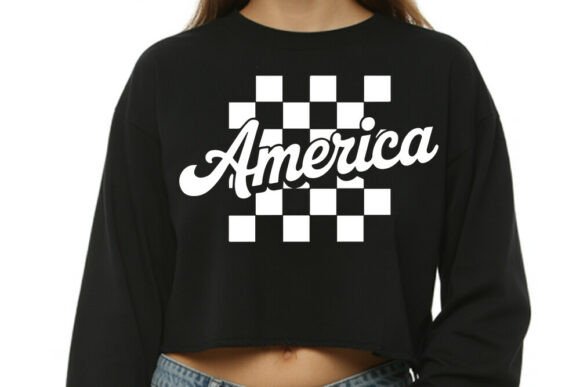 America SVG Retro Checkerboard Shirt S