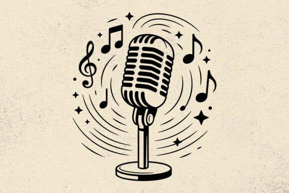 Retro Microphone SVG Musical Notes Svg Review