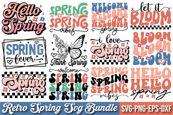 Retro Spring SVG Bundle, Vintage Flower