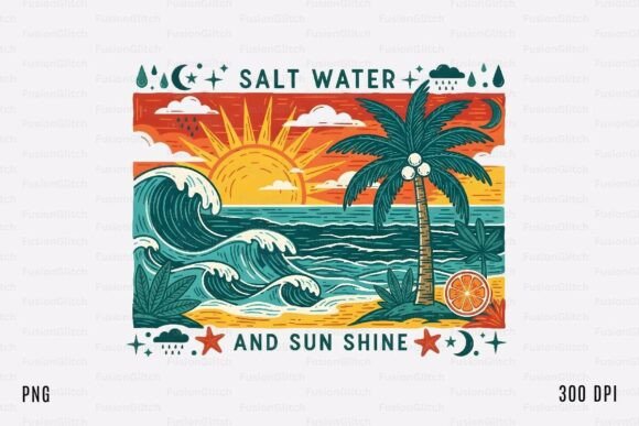 Salt Water Sunshine SVG Retro Beach PNG Review